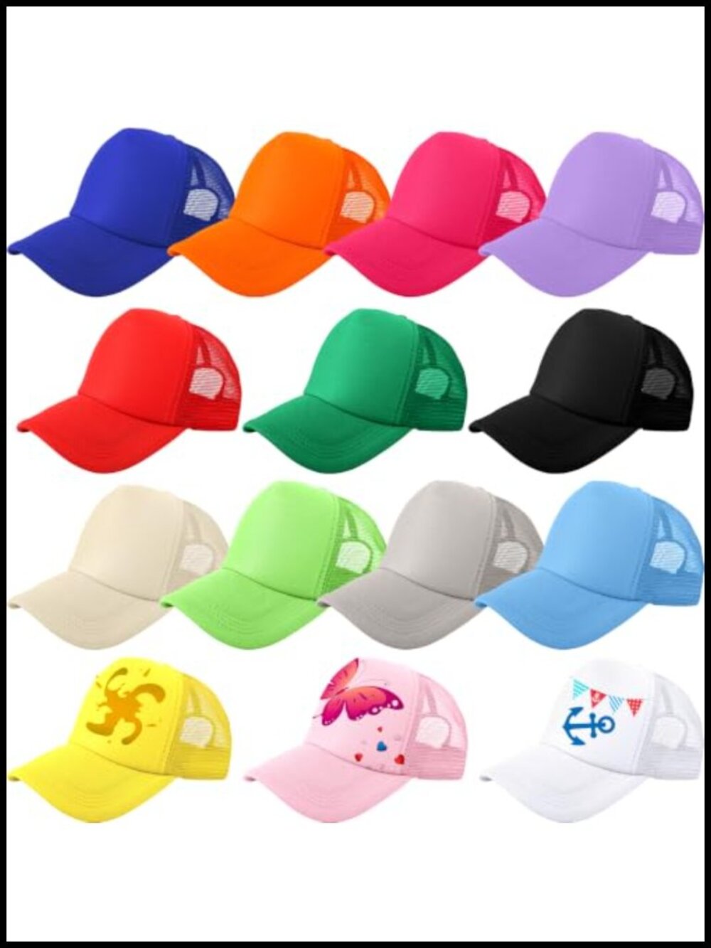 14 Pack Kids Trucker Hats Plain Mesh Baseball Cap Summer Sublimation DIY Hat